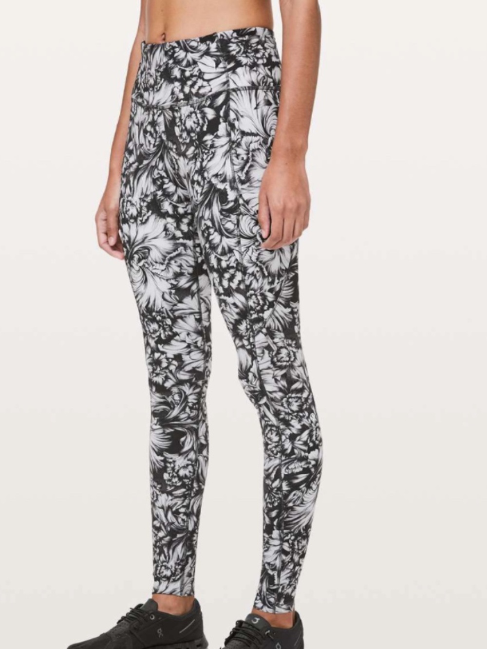 Lululemon Fast & Free Tight *Nulux 28" Night Garden Ice Grey Black SZ10